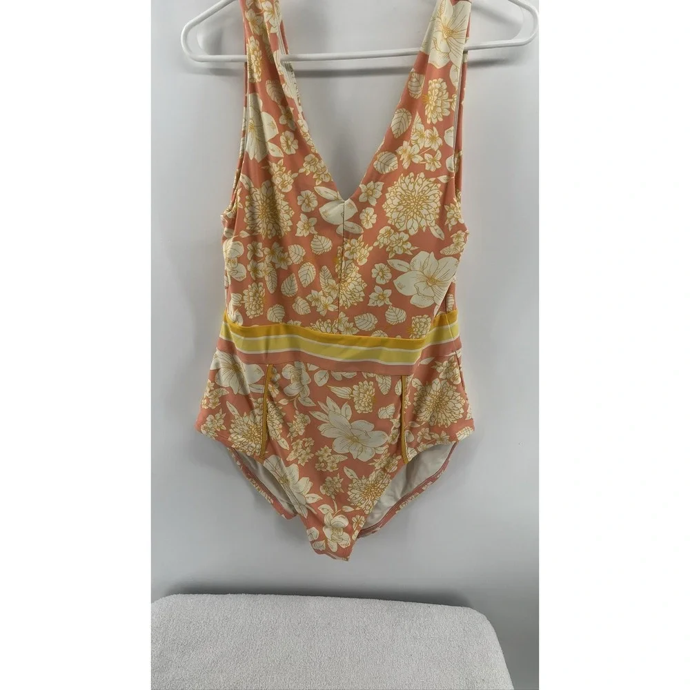 Matilda Jane Dream Chasers So Peachy Floral One Piece Swimsuit Women Sz L